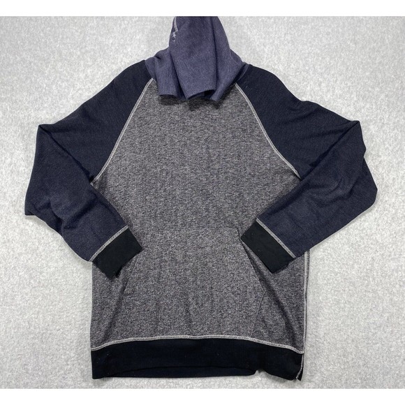 Morse Code Shirt Mens Extra Large‎ Blue Gray Raglan Long Sleeve Hoodie Pocket XL - Picture 1 of 11